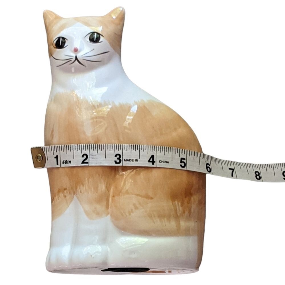 Cat glazed ceramic tabby thank figurine Taiwan